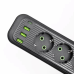 Мережевий фільтр чорний з вимикачем 3 розетки 3хUSB-A 1xUSB-C 3м HP-5-34