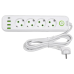 Мережевий фільтр-подовжувач 4 розетки 3xUSB-A 1xUSB-C 3м білий HP-5-37