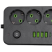 Мережевий фільтр-подовжувач 5 розеток 4xUSB-A 1xUSB-C 5м чорний HP-5-52