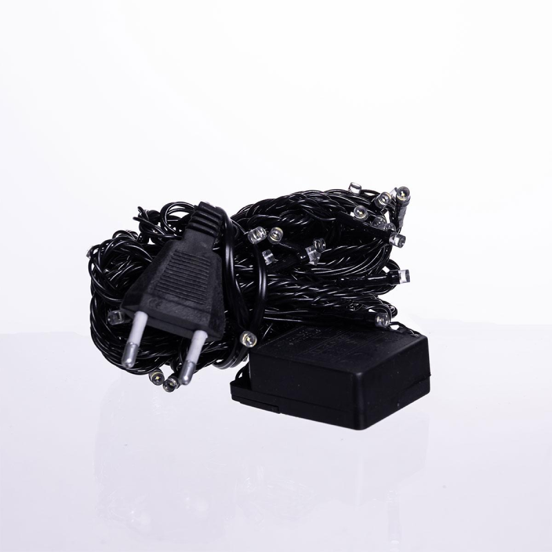 Новорічна кімнатна гірлянда нитка 6 м 50 LED чорний провід Білий W50LED6MBW