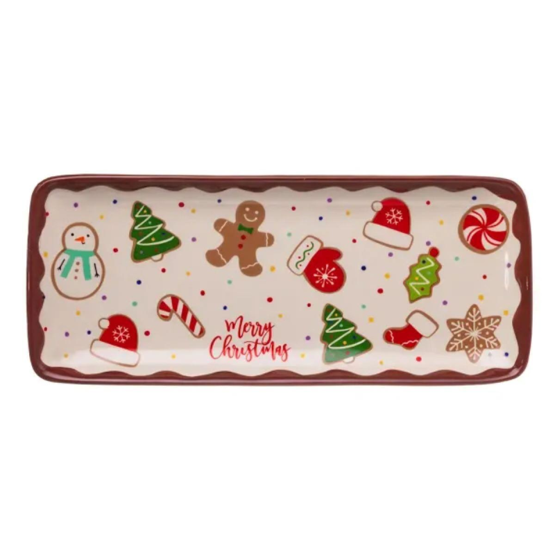 Блюдо сервірувальне новорічне для закусок Merry Christmas 34×14×2 (см) блюдо прямокутне різдвяне з порцеляни CR-1-38 Блюдо сервірувальне новорічне для закусок Merry Christmas 34×14×2 (см) блюдо прямокутне різдвяне з порцеляни CR-1-38