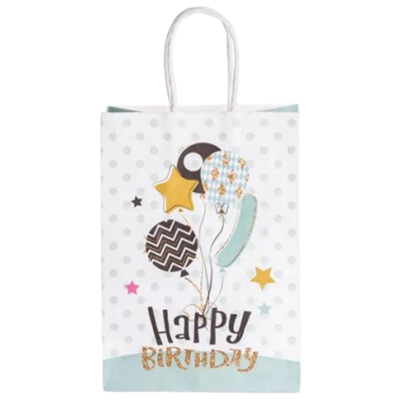 Набір подарункових пакетів з паперу 12 (шт.) Happy Birthday 15×8×21 (см) М“ятний HP-10359-23M Набір подарункових пакетів з паперу 12 (шт.) Happy Birthday 15×8×21 (см) М“ятний HP-10359-23M