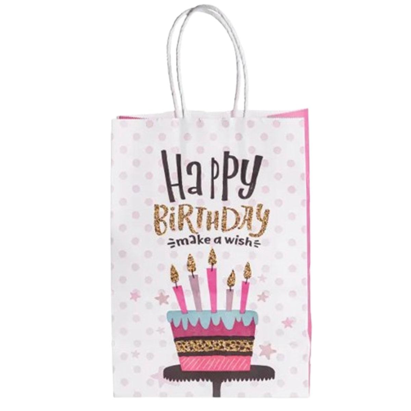 Набір подарункових пакетів з паперу 12 шт Happy Birthday 15×8×21 см Рожевий HP-10359-23PK Набір подарункових пакетів з паперу 12 шт Happy Birthday 15×8×21 см Рожевий HP-10359-23PK