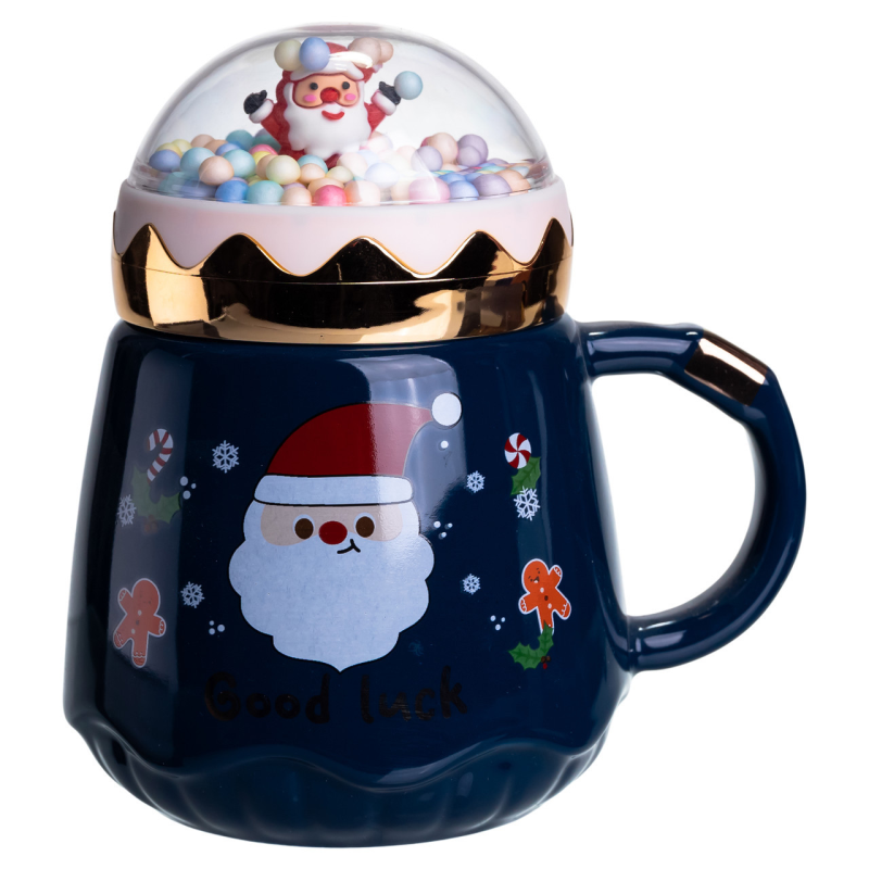 Чашка порцелянова з кришкою Christmas 400 (мл) Синій Yiwu FM-CS-41B Чашка порцелянова з кришкою Christmas 400 (мл) Синій Yiwu FM-CS-41B