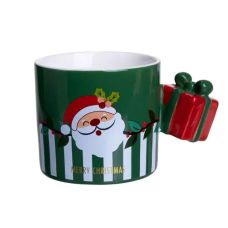 Чашка порцелянова новорічна Merry Christmas 400 (мл) Зелена Yiwu FM-CS-49GR
