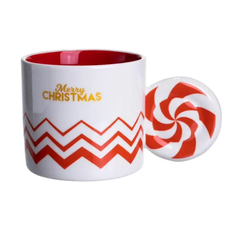 Чашка порцелянова новорічна Merry Christmas 400 мл Біла з червоним Yiwu FM-CS-51WR Чашка порцелянова новорічна Merry Christmas 400 мл Біла з червоним Yiwu FM-CS-51WR