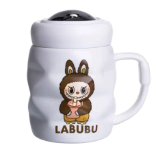 Чашка порцелянова з кришкою Labubu 400 (мл) Білий з темно-коричневим FM-54C