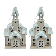 Декоративний новорічний будиночок з дерева 10*12*25 см Капучино 28124500