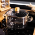 Каструля з боросилікатного скла квадратна 3.2 л з кришкою Yiwu HP-GP-24