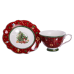 Фарфорова чашка з блюдцем 250 (мл) Christmas Червона Yiwu HP-SDHK-14