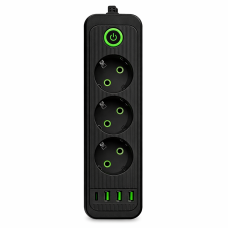 Мережевий фільтр-подовжувач 3 розетки 3хUSB-A 1xUSB-C 5м чорний HP-5-36
