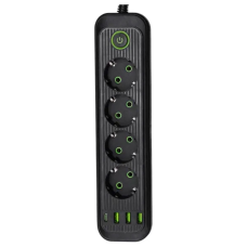 Мережевий фільтр-подовжувач 5 розеток 3xUSB-A 1xUSB-C 5м чорний HP-5-40