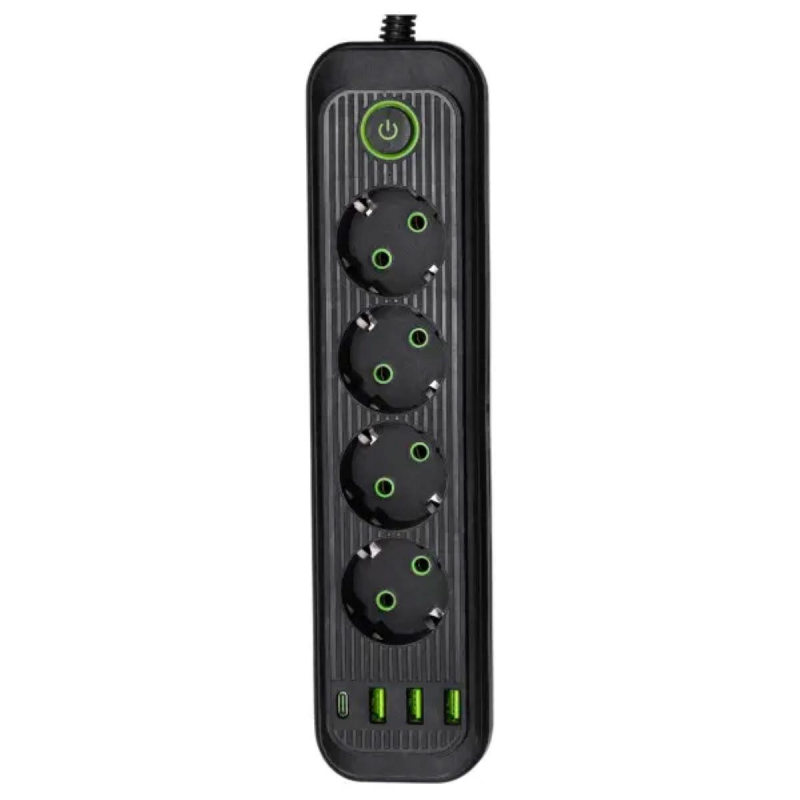 Мережевий фільтр-подовжувач 5 розеток 3xUSB-A 1xUSB-C 5м чорний HP-5-40
