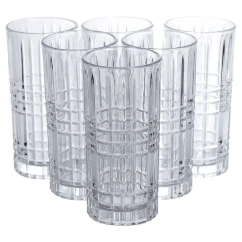 Набір склянок Geometric Glass 6 штук по 300 мл з рельєфним візерунком HP-17-3 Набір склянок Geometric Glass 6 штук по 300 мл з рельєфним візерунком HP-17-3