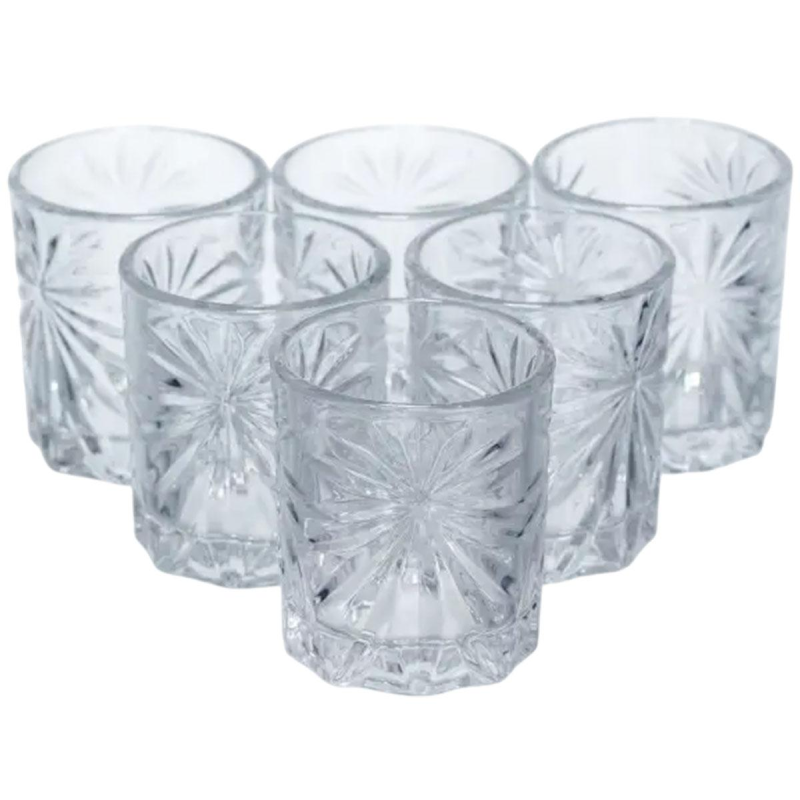 Набір чарок для настоянок Rocks Glass 6 штук по 75 мл з рельєфним візерунком HP-17-8 Набір чарок для настоянок Rocks Glass 6 штук по 75 мл з рельєфним візерунком HP-17-8