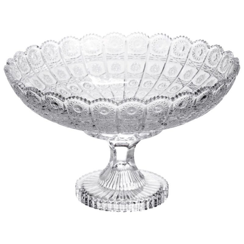 Фруктовниця на ніжці скляна Queen Lace 32 см під кришталь Yiwu HP-34-47