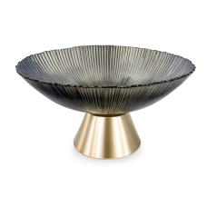 Фруктовниця скляна “Gold & Grey“ 15 см на золотій ніжці Yiwu HP-34-117