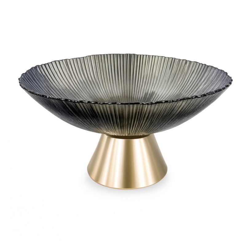 Фруктовниця скляна “Gold & Grey“ 15 см на золотій ніжці Yiwu HP-34-117