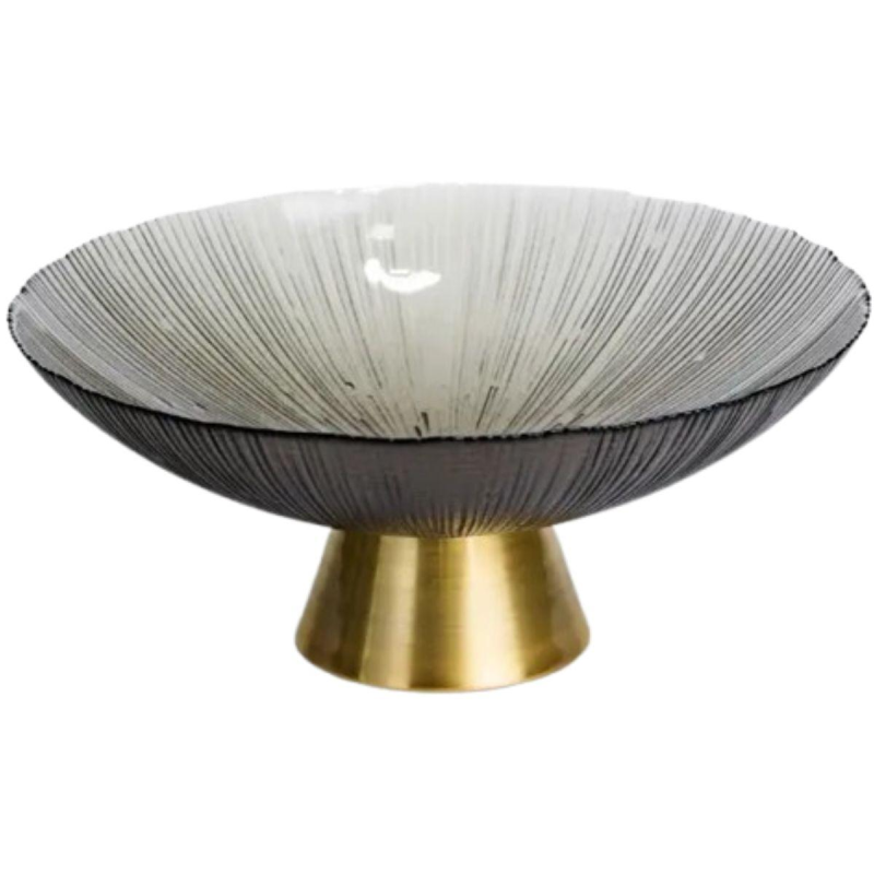 Фруктовниця скляна “Gold & Grey“ 24 см на золотій ніжці Yiwu HP-34-118