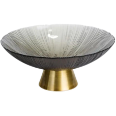 Фруктовниця скляна “Gold & Grey“ 34 см на золотій ніжці Yiwu HP-34-119