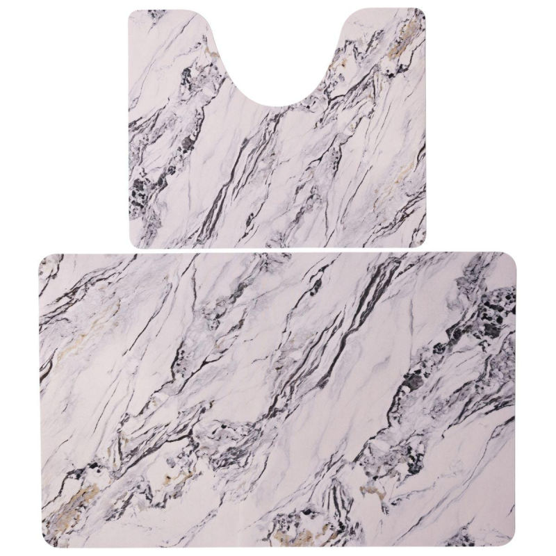 Набір килимків для ванної та туалету White Marble 50*80/40*50 см Yiwu HP-42-181