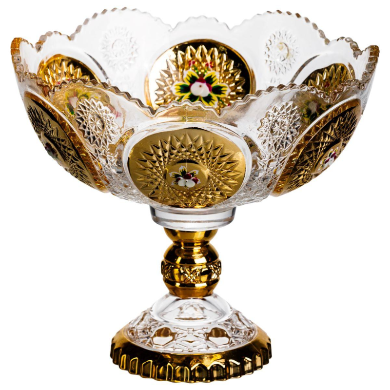 Ваза для фруктів скляна Gold Glass 22 см Yiwu HP-34-140 Ваза для фруктів скляна Gold Glass 22 см Yiwu HP-34-140