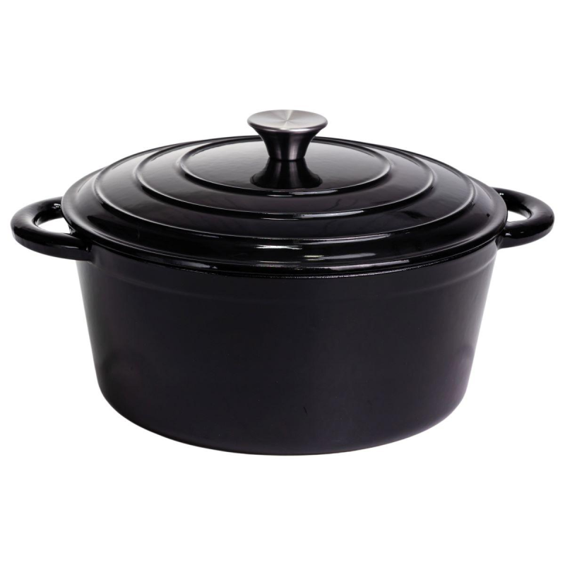 Каструля чавунна емальована 6,5 л, чорний Yiwu HP-FLG-3 BLACK