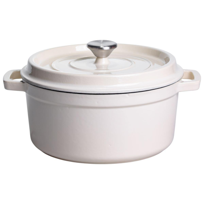 Кокотниця чавунна емальована 4,5 л, бежевий Yiwu HP-FLG-4 WHITE