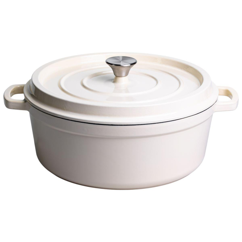 Кокотниця чавунна емальована 7,5 л, бежевий Yiwu HP-FLG-7 WHITE