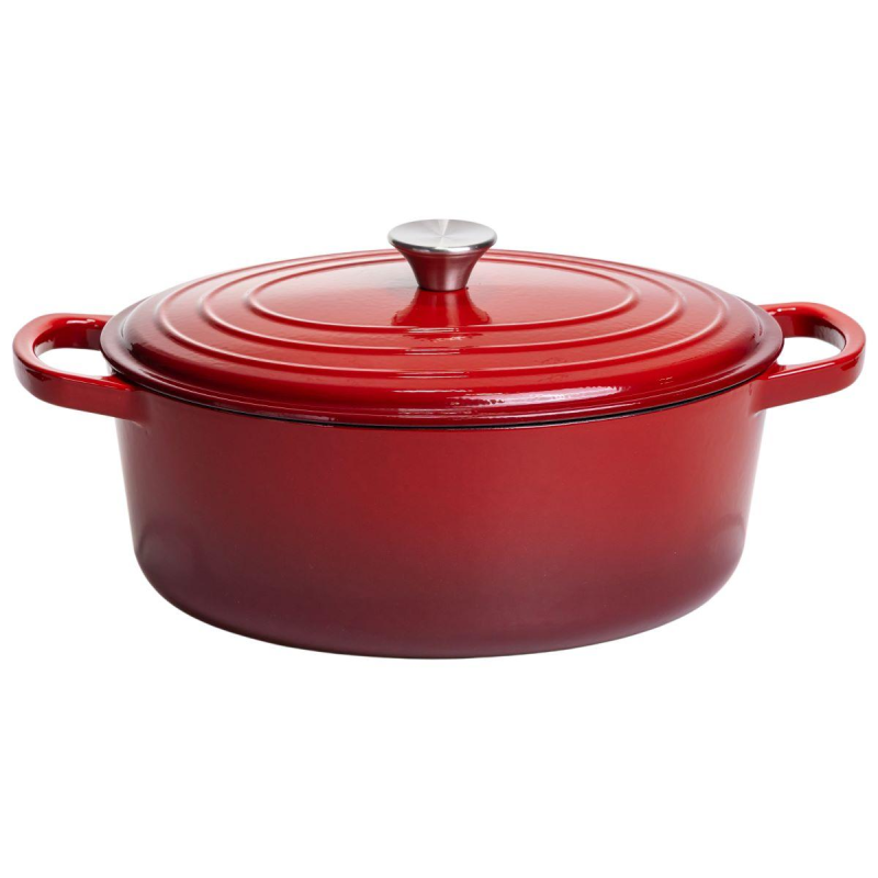 Гусятниця чавунна емальована 6 л, червоний Yiwu HP-FLG-17 RED