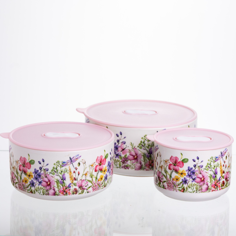 Контейнери для їжі порцелянові Flowers 9,5/13/15 см Yiwu TS-3P-2