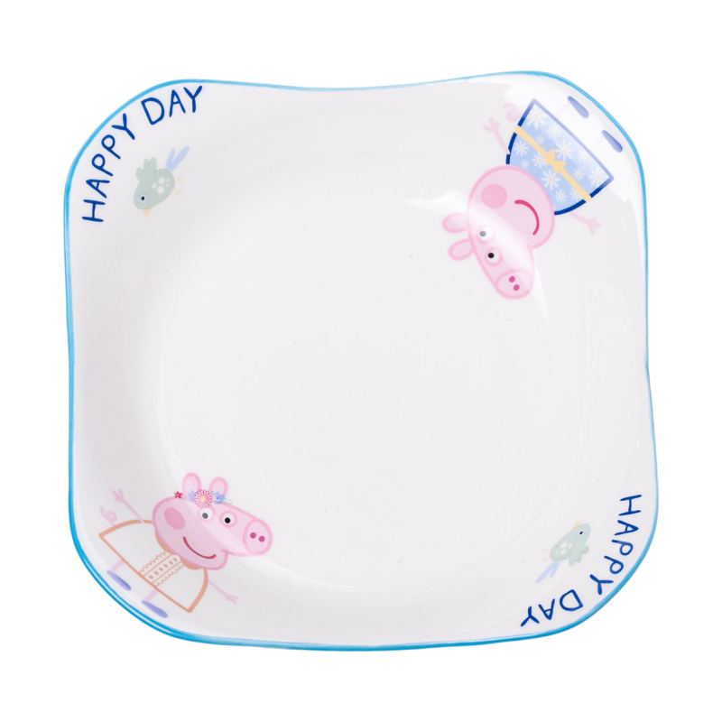 Тарілка дитяча глибока порцелянова 350 мл квадратна Peppa Pig піала для каші супу свинка Пеппа посуд малюка Блакитний Тарілка дитяча глибока порцелянова 350 мл квадратна Peppa Pig піала для каші супу свинка Пеппа посуд малюка Блакитний