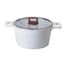 Каструля алюмінієва з керамічним антипригарним покриттям Ø 24 см біла MGC Lugi, посуд із кришкою для варіння й тушкування
