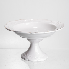Фруктовниця на ніжці White Square 21.5 см порцелянова кругла Yiwu 120-YH-HG056
