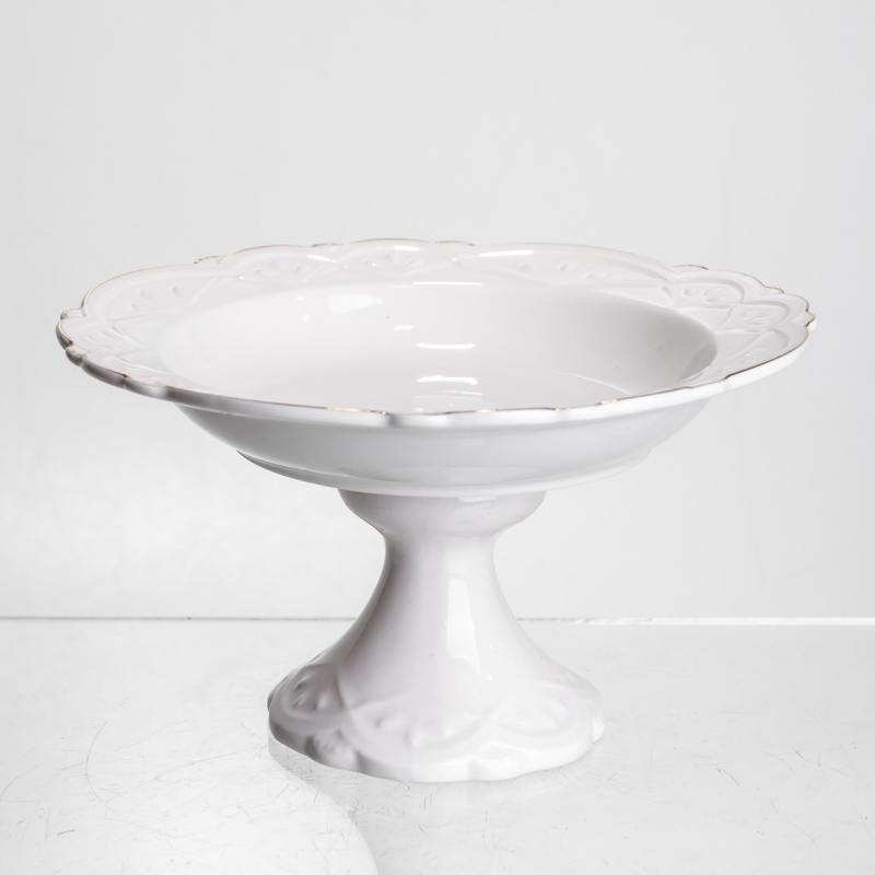 Фруктовниця на ніжці White Square 21.5 см порцелянова кругла Yiwu 120-YH-HG056 Фруктовниця на ніжці White Square 21.5 см порцелянова кругла Yiwu 120-YH-HG056