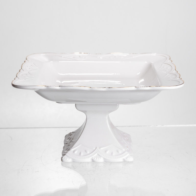 Фруктовниця на ніжці White Square 21.5*21.5 см порцелянова квадратна Yiwu 120-YH-HG057 Фруктовниця на ніжці White Square 21.5*21.5 см порцелянова квадратна Yiwu 120-YH-HG057