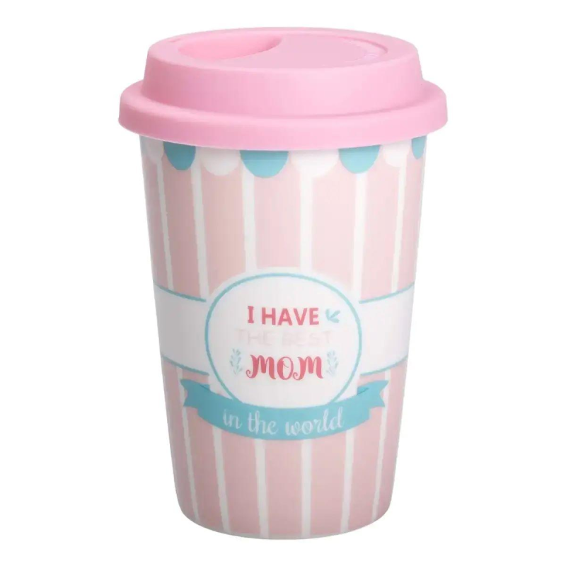 Стакан порцелянаовий 420 мл з силіконовою кришкою I have the best mom RX-N240288HM
